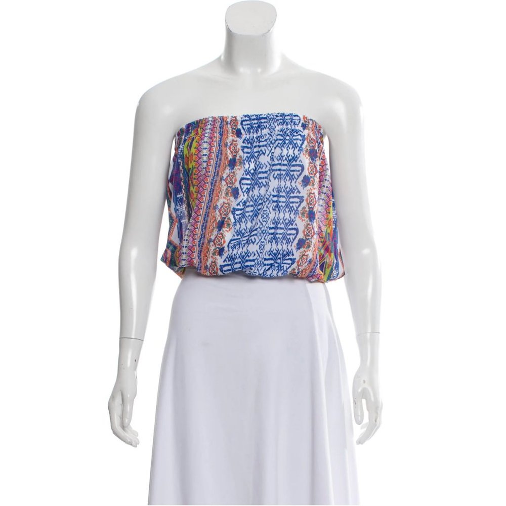 Ramy Brook Printed Strapless Crop Top